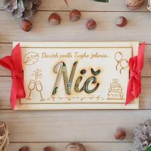 Wooden money envelope NOTHING 20x10cm