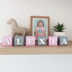 Wooden cubes with a name 5.5cm 2