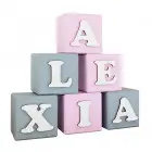 Painted wooden cubes with the name 5.5cm