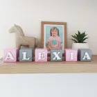 Painted wooden cubes with the name 5.5cm