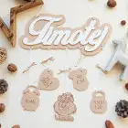 5 pendants with the name and animal lion