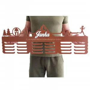 80cm wooden medal trophy hanger + painting + name