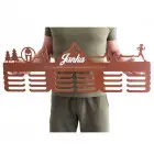 80cm wooden medal trophy hanger + painting + name