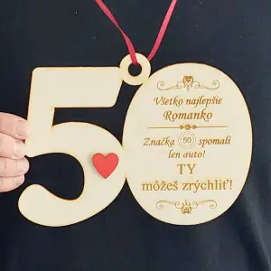 Narodeninová medaila v tvare čísla 50 šírka 20cm