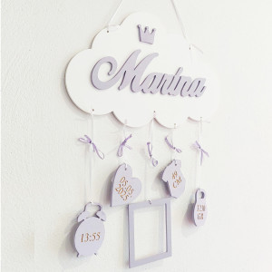 Cloud with baby's name and birth details 35cm 2