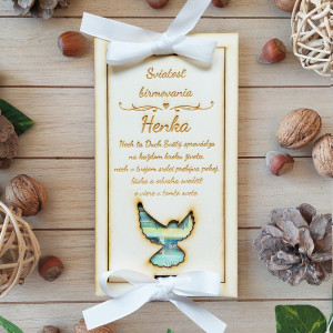 Wooden money envelope Sacrament of Confirmation 20x10cm 2