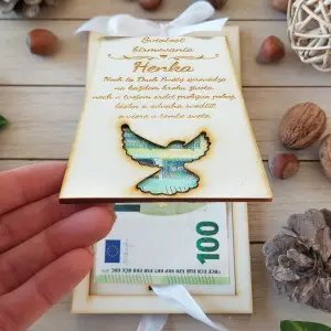 Drevená obálka na peniaze Sviatosť birmovania 20x10cm