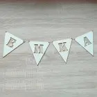 Wooden garland 15x16cm price per piece letter-unpainted