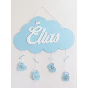 Name on a cloud with birth details 50cm