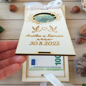 Wooden envelope for money wedding 20x10cm