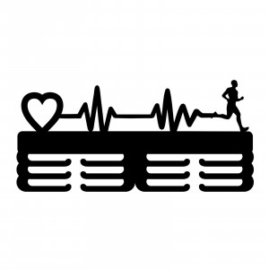 Wooden holder painted HEART PULSE RUNNING 45cm