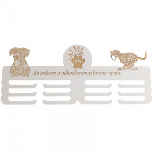 Maľovaný držiak na medaily 45cm + gravírovanie z FOTO psíka