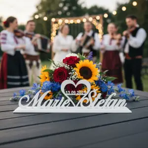 Wedding stand with the names of the newlyweds 2