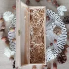 Gift wooden wine box with metal closure