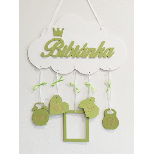 Meno na oblaku s údajmi 35cm zelená