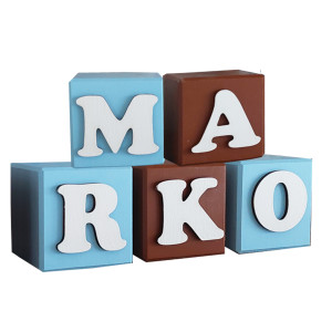 Wooden painted cubes with name 5.5cm/piece