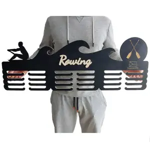 Medaillenaufhänger aus Holz WAVES 80cm + Gemälde + Name 2