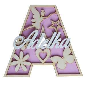 Písmeno 30cm s menom - víla farba prírodná