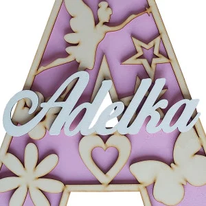 Písmeno 30cm s menom - víla farba prírodná 2