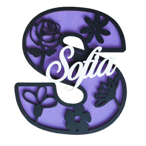 30cm Letter with name - flowers