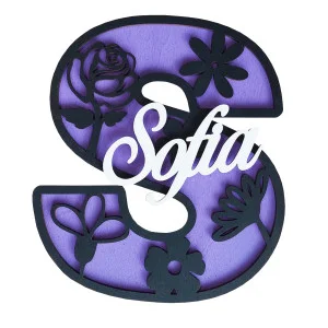 30cm Letter with name - flowers