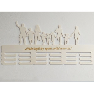 Vešiak na medaile RODINA beh laserovaným textom 55cm 2