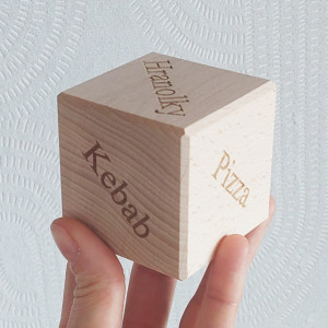 Holzwürfel für Unentschlossene, 5,5 cm – Lebensmittel