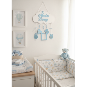 Two names on a cloud with birth details 35cm 2