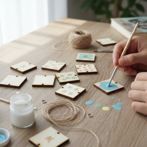 Doplnky výrez štvorce s opálenými hranami k rodinnému kalendáru 2