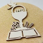 Wooden carving chalice grapes 15x22cm