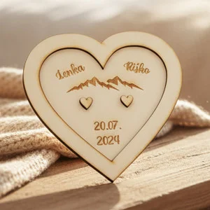 Wedding plate for wedding rings with the names of the mountains