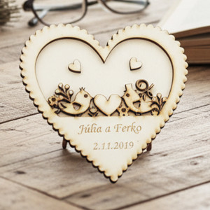 Wedding ring bearer plate heart-shaped 15cm