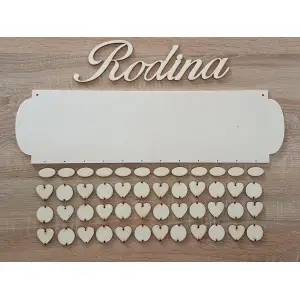 Wooden family calendar type A with the inscription "Family" EN 2