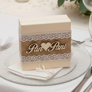 Wedding box with a broad lace Mr. and Mrs. natural