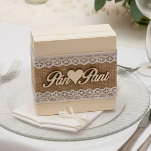 Wedding box with a broad lace Mr. and Mrs. natural