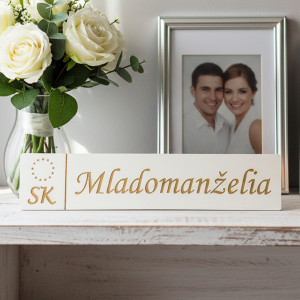 Wooden wedding license plate for newlyweds