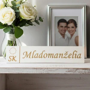 Wooden wedding license plate for newlyweds