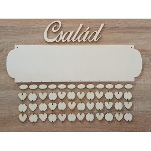 Drevený rodinný kalendár typ A s nápisom "Család" 2