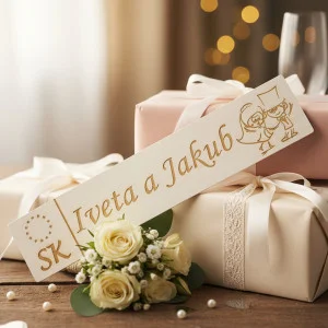 Wooden wedding license plate with names