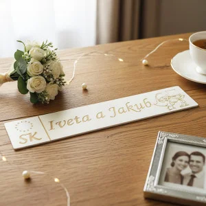 Wooden wedding license plate with names 2