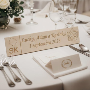 Wooden wedding number plate family