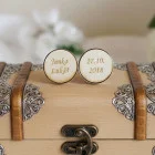 Manžety svadobné okrúhle s menami a dátumom