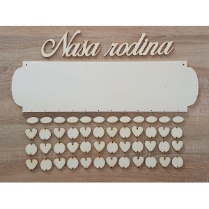 Wooden family calendar type A with the inscription "Our family" EN 2