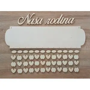 Wooden family calendar type A with the inscription "Our family" EN 2