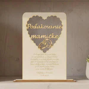 Wooden wedding thank you to mom