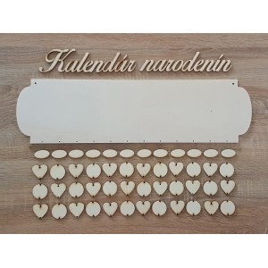 Drevený rodinný kalendár typ A s nápisom "Kalendár narodenín" 2