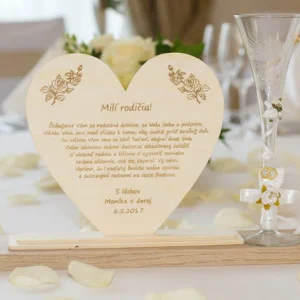 Poďakovanie pre rodičov v tvare srdca 22,5x20,5cm