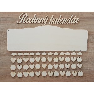 Drevený rodinný kalendár typ B s nápisom "Rodinný kalendár" SK 2