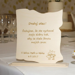 Wooden thank you letter to father 24.5x25cm