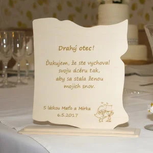 Wooden thank you letter to father 24.5x25cm